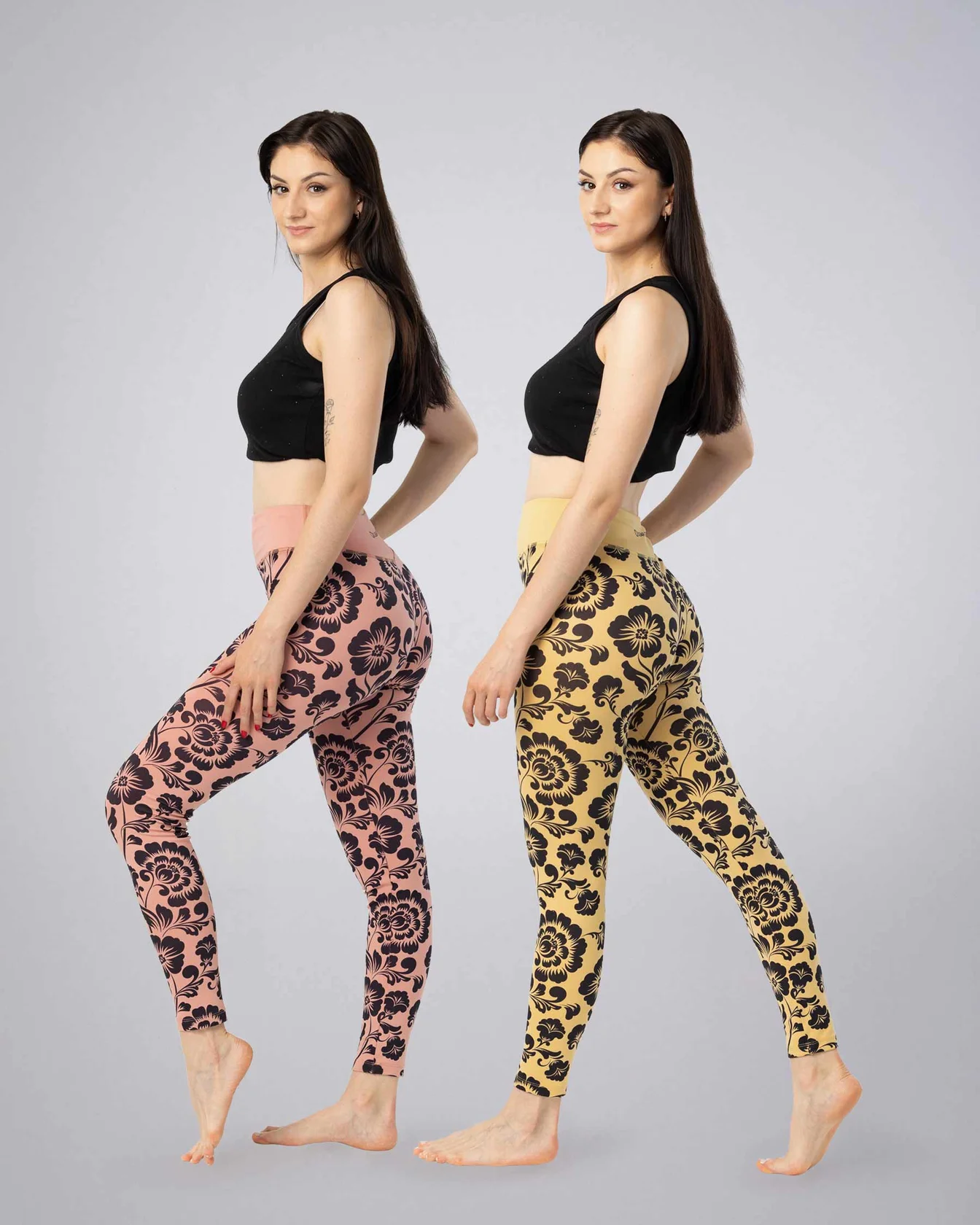 Image 2 of - ladiesleggingcurryash-roseprinteddesign2jpg