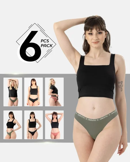 Hipster ir braziliško stiliaus kelnaitės iš nailono ir elastano – 6 vnt. Pakuotė