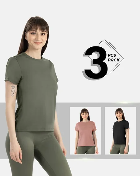 Second-skin marškinėliai iš nailono ir elastano – 3 vnt. Pakuotė