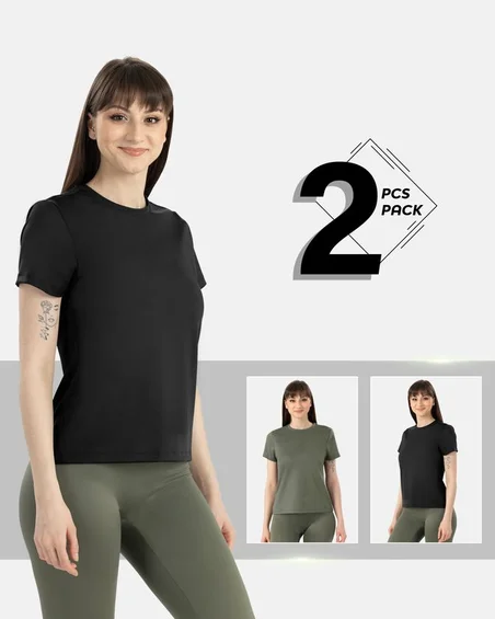 Ultra minkšta marškinėliai iš modalio ir elastano mišinio – 2 vnt. Pakuotė