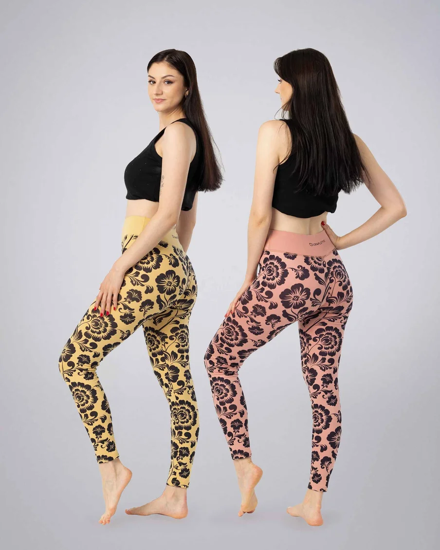 Image 4 of - ladiesleggingcurryash-roseprinteddesign4jpg