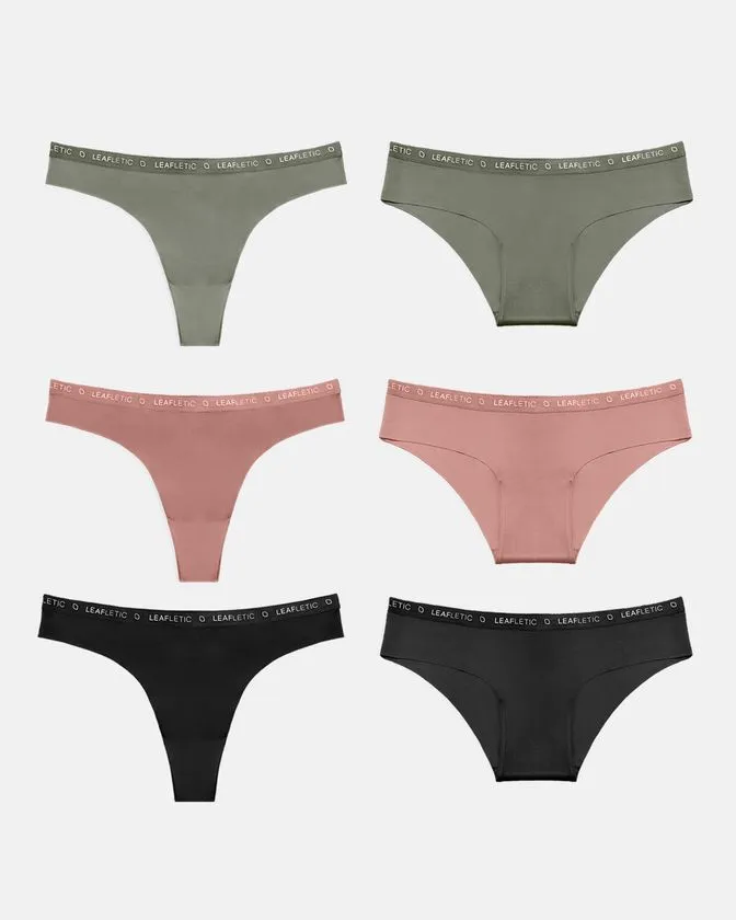 Hipster ir braziliško stiliaus kelnaitės iš nailono ir elastano – 6 vnt. Pakuotė
