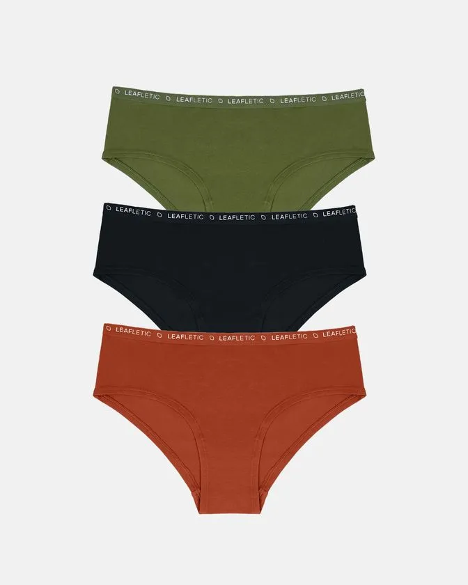 Moteriškos hipster kelnaitės iš medvilnės ir elastano - 3 vnt. pakuotėje